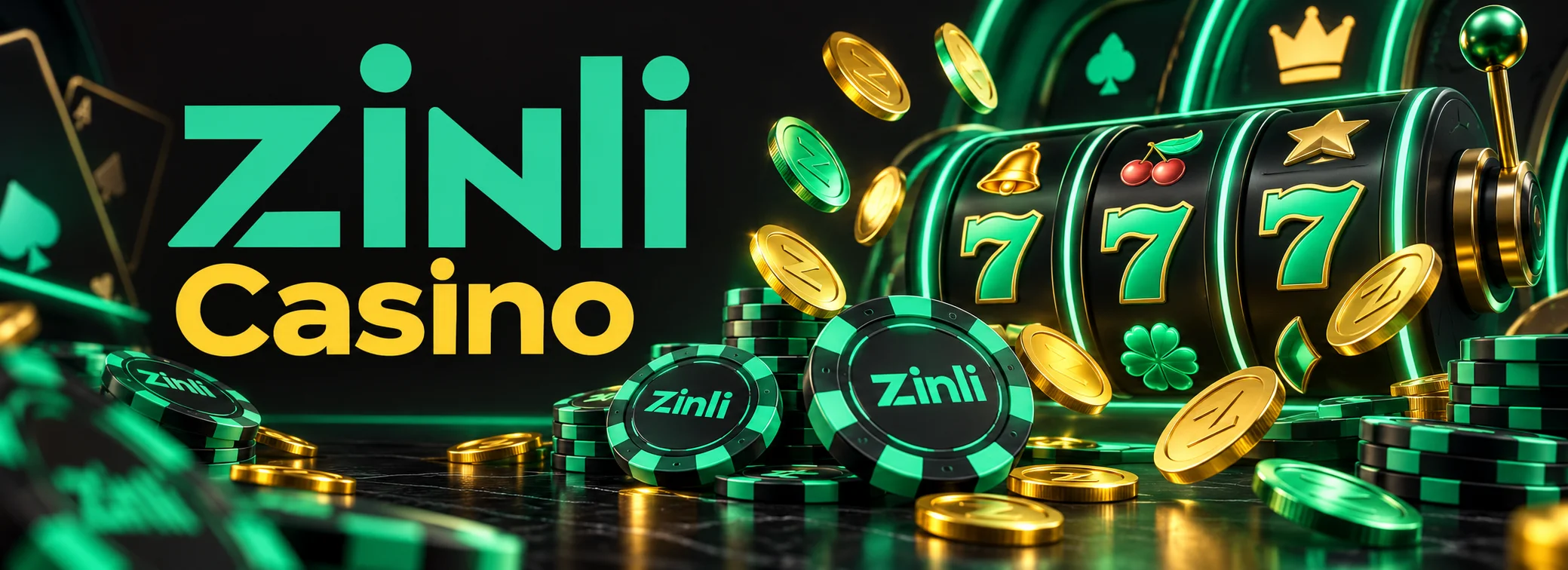 Banner de Zinli Casino con fichas verdes y bono de 150 USD para depositar con envío Zinli